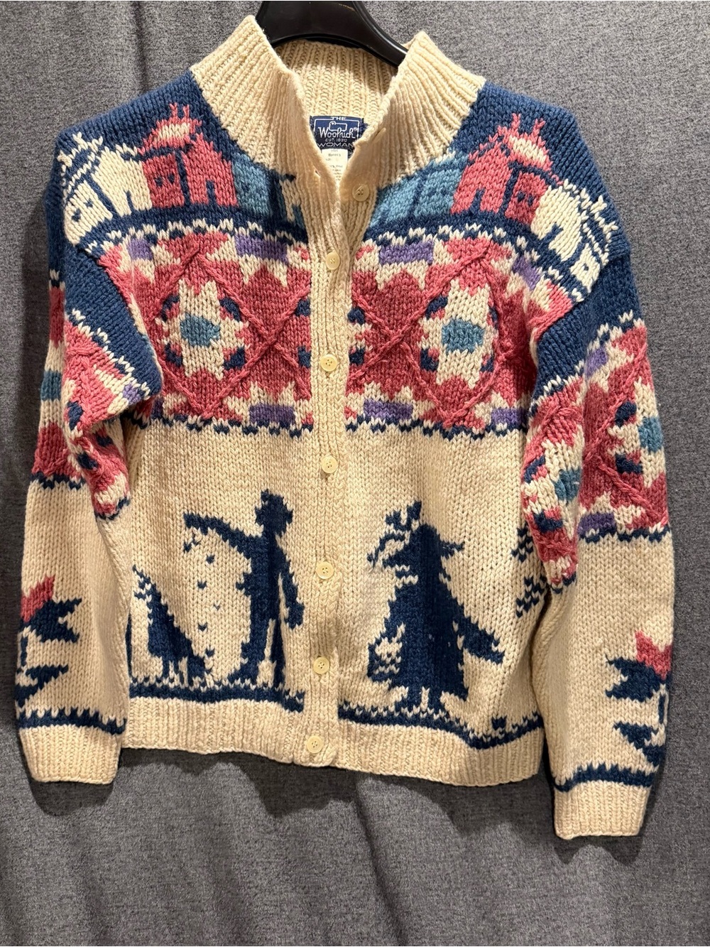 Woolrich Vintage Wool Sweater Womens Size X-Large Cream Cottagecore Cardigan